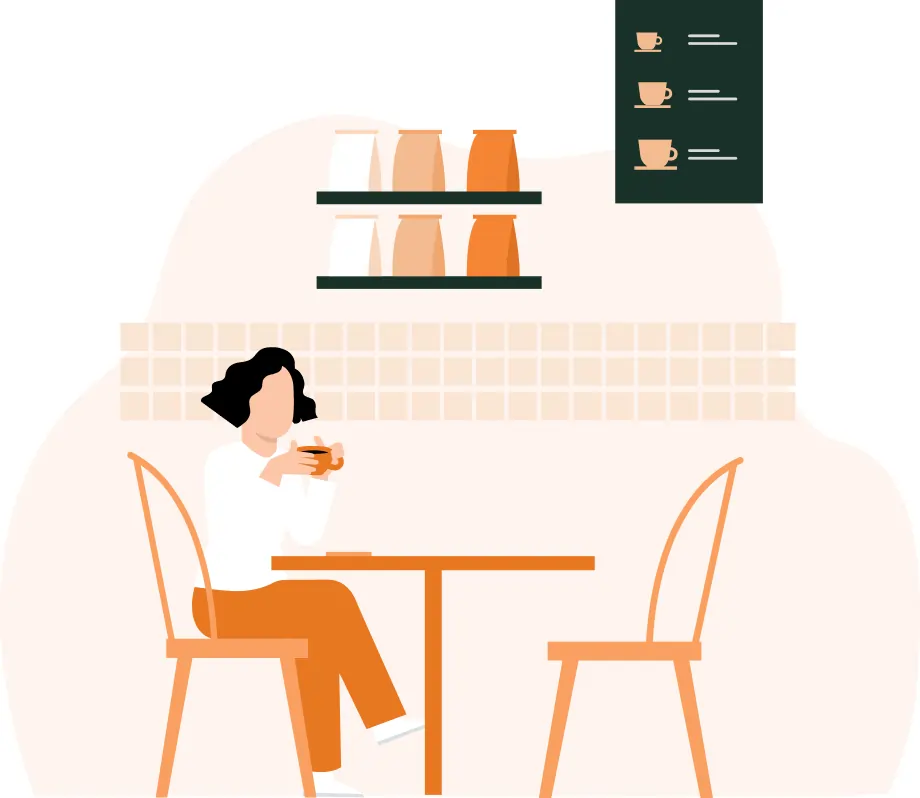 Lady enjoying her cuppa, knowing that she is well protected for her future