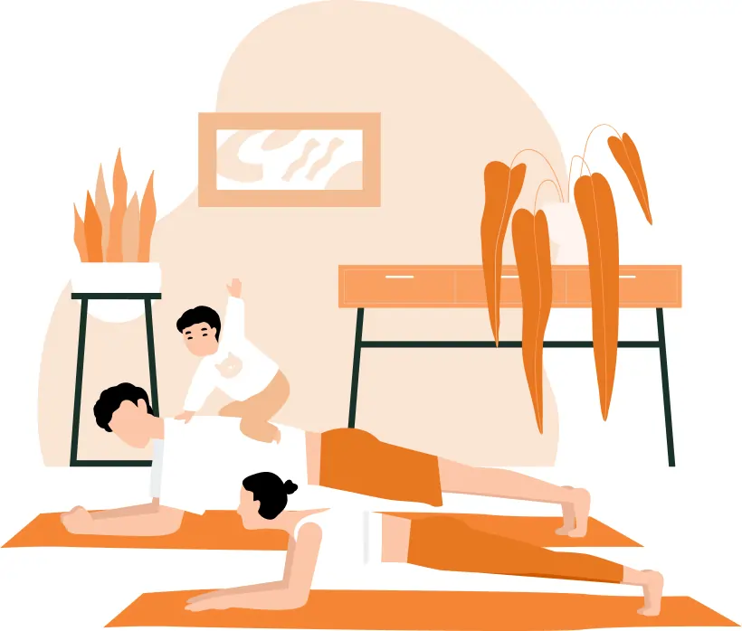 family with insurance having fun exercising together