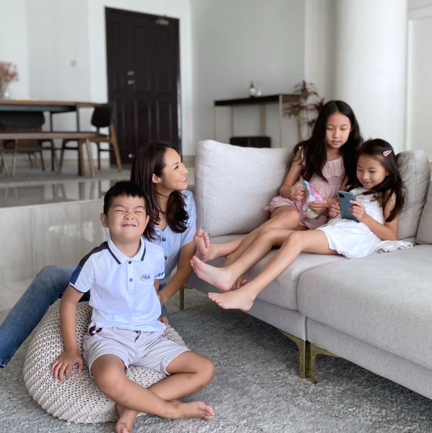 a happy family at home, worry-free with the help of a helper